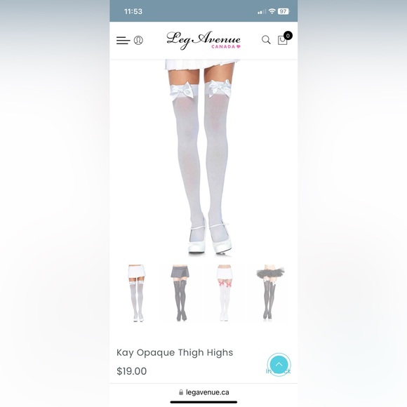 Leg Avenue Women's Plus-Size Opaque Thigh High Hosiery with Satin - Picture 4 of 5